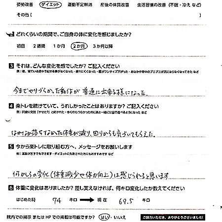 ファースト整骨院で10kg減量に成功しました！