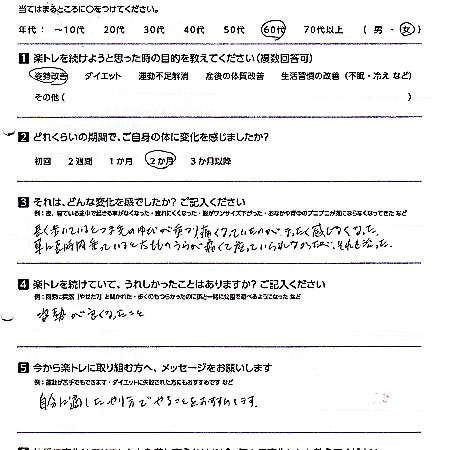 ファースト整骨院に通い、お腹周りが変わって尿漏れも少なくなった！